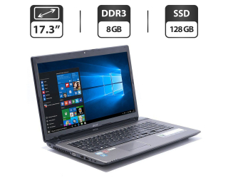 БУ Ноутбук Acer Aspire 7750G / 17.3&quot; (1366x768) TN / Intel Core i5-2410M (2 (4) ядра по 2.3 - 2.9 GHz) / 8 GB DDR3 / 128 GB SSD / Intel HD Graphics 3000 / WebCam / VGA из Европы в Дніпрі