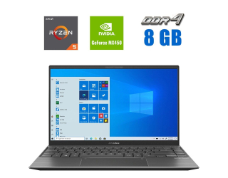 БУ Игровой ноутбук Asus ZenBook UX425UG / 14&quot; (1920x1080) IPS / AMD Ryzen 5 5500U (6 (12) ядер по 2.1 - 4.0 GHz) / 8 GB DDR4 / 256 GB SSD M.2 / nVidia GeForce MX450, 2 GB GDDR5, 64-bit / WebCam  из Европы в Днепре