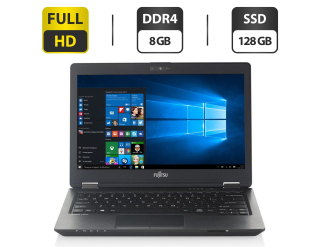 БУ Нетбук Б-класс Fujitsu LifeBook U727 / 12.5&quot; (1920x1080) IPS / Intel Core i5-7200U (2 (4) ядра по 2.5 - 3.1 GHz) / 8 GB DDR4 / 128 GB SSD / Intel HD Graphics 620 / WebCam / DisplayPort из Европы в Днепре