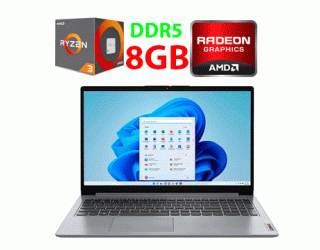 БУ Новый ультрабук Lenovo IdeaPad 1 15AMN7 / 15.6&quot; (1920x1080) TN / AMD Ryzen 3 7320U (4 (8) ядра по 2.4 - 4.1 GHz) / 8 GB DDR5 / 256 GB SSD / AMD Radeon 610M Graphics / WebCam из Европы в Дніпрі