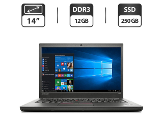 БУ Ноутбук Б-класс Lenovo ThinkPad T450s / 14&quot; (1600x900) TN / Intel Core i7-5600U (2 (4) ядра по 2.6 - 3.2 GHz) / 12 GB DDR3 / 250 GB SSD / Intel HD Graphics 5500 / WebCam / VGA / Windows 10 Pro / Два АКБ (одна усилена) из Европы