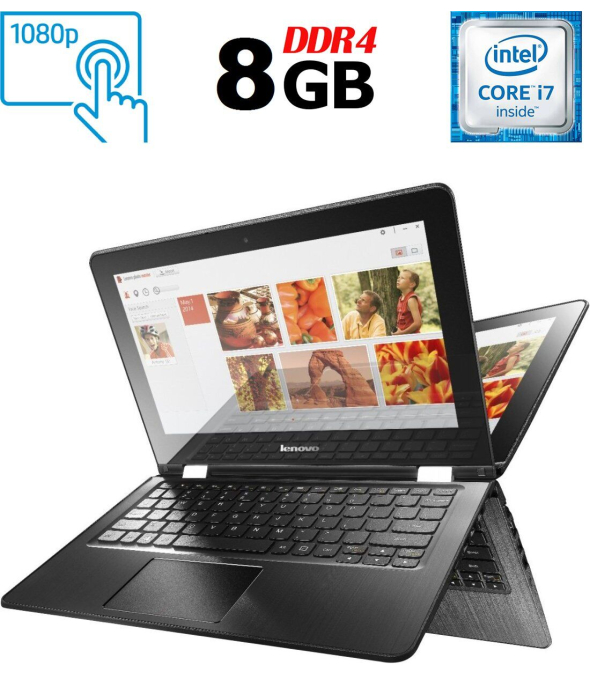 Ноутбук-трансформер Б-класс Lenovo Flex 3-1480 / 14&quot; (1920x1080) IPS Touch / Intel Core i7-6500U (2 (4) ядра по 2.5 - 3.1 GHz) / 8 GB DDR4 / 240 GB SSD / Intel HD Graphics 520 / WebCam / HDMI - 1