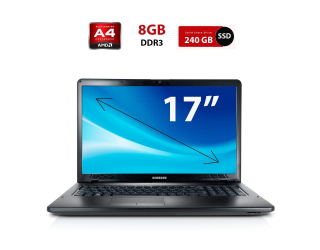 БУ Ноутбук Б-класс Samsung NP355E7C / 17.3&quot; (1600x900) TN / AMD A4-4300M (2 ядра по 2.5 - 3.0 GHz) / 8 GB DDR3 / 240 GB SSD / AMD Radeon HD 7420G Graphics / WebCam из Европы в Дніпрі