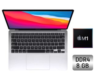 БУ Ультрабук Apple MacBook Air 13 (2020) / 13.3&quot; (2560x1600) IPS / Apple M1 (8 ядер по 3.2 GHz) / 8 GB DDR4 / 256 GB SSD / Apple M1 Graphics / WebCam / True Tone / Touch ID / Silver из Европы в Днепре