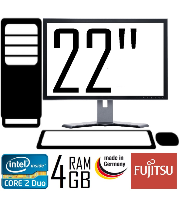 Компьютер fujitsu e5321 CORE 2 DUO 3.00 GHZ, 4GB DDR3 + 22&quot; TFT - 1