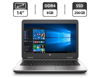БУ Ноутбук HP ProBook 640 G2 / 14&quot; (1366x768) TN / Intel Core i5-6200U (2 (4) ядра по 2.3 - 2.8 GHz) / 8 GB DDR4 / 256 GB SSD / Intel HD Graphics 520 / WebCam / VGA / АКБ не держит из Европы в Днепре
