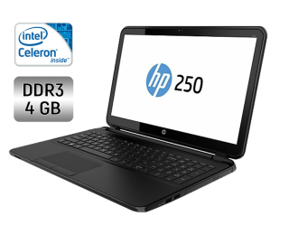 БУ Ноутбук HP 250 G5 / 15.6&quot; (1366x768) TN / Intel Celeron N3060 (2 ядра по 1.6 - 2.48 GHz) / 4 GB DDR3 / 128 GB SSD / Intel HD Graphics 400 / WebCam / DVD-RW из Европы в Дніпрі