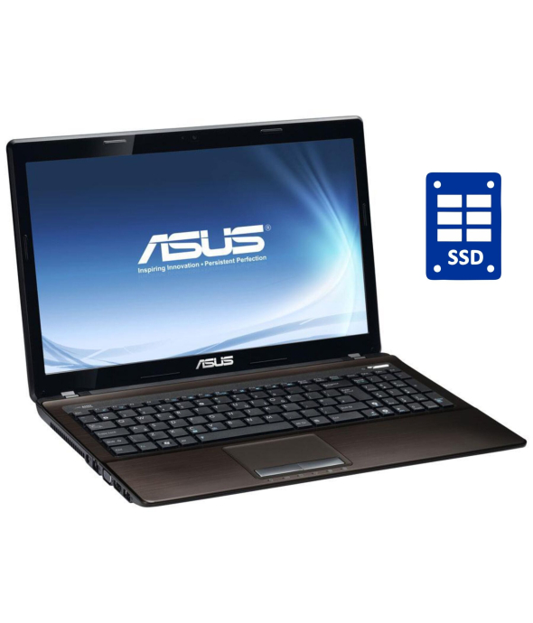 Ноутбук Asus K53E / 15.6&quot; (1366x768) TN / Intel Core i3-2330M (2 (4) ядра по 2.2 GHz) / 8 GB DDR3 / 240 GB SSD / Intel HD Graphics 3000 / WebCam / DVD-ROM / Win 10 Pro - 1