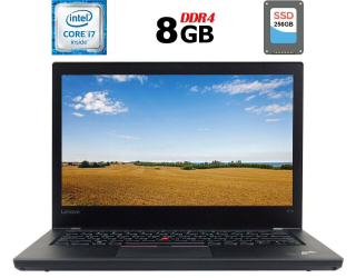 БУ Ноутбук Lenovo ThinkPad T470 / 14&quot; (1920x1080) IPS / Intel Core i7-6600U (2 (4) ядра 2.6 - 3.4 GHz) / 8 GB DDR4 / 256 GB SSD / Intel HD Graphics 520 / WebCam / Fingerprint / HDMI / Две АКБ / Windows 10 лицензия из Европы в Днепре